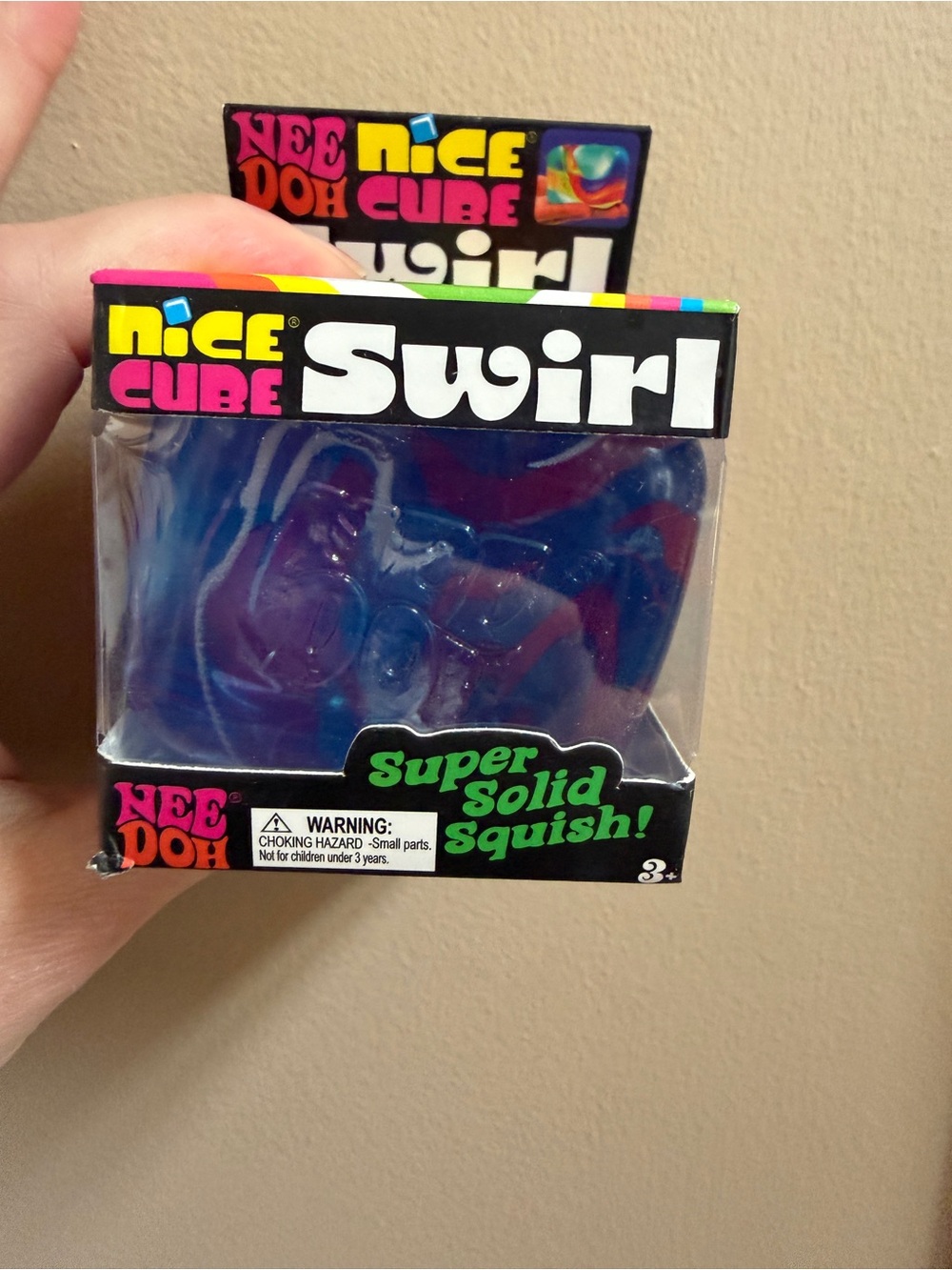 New Nee Doh Nice Cube Blue Purple White Swirl Solid Squish Schylling Toy Squishy